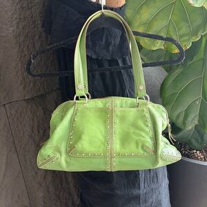 Michael Kors Green Studded Leather Shoulder Bag